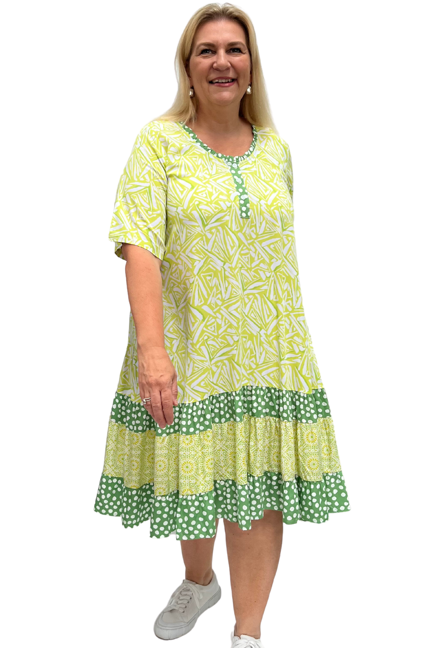 Dress Minnie Half Slv - Lime Splash