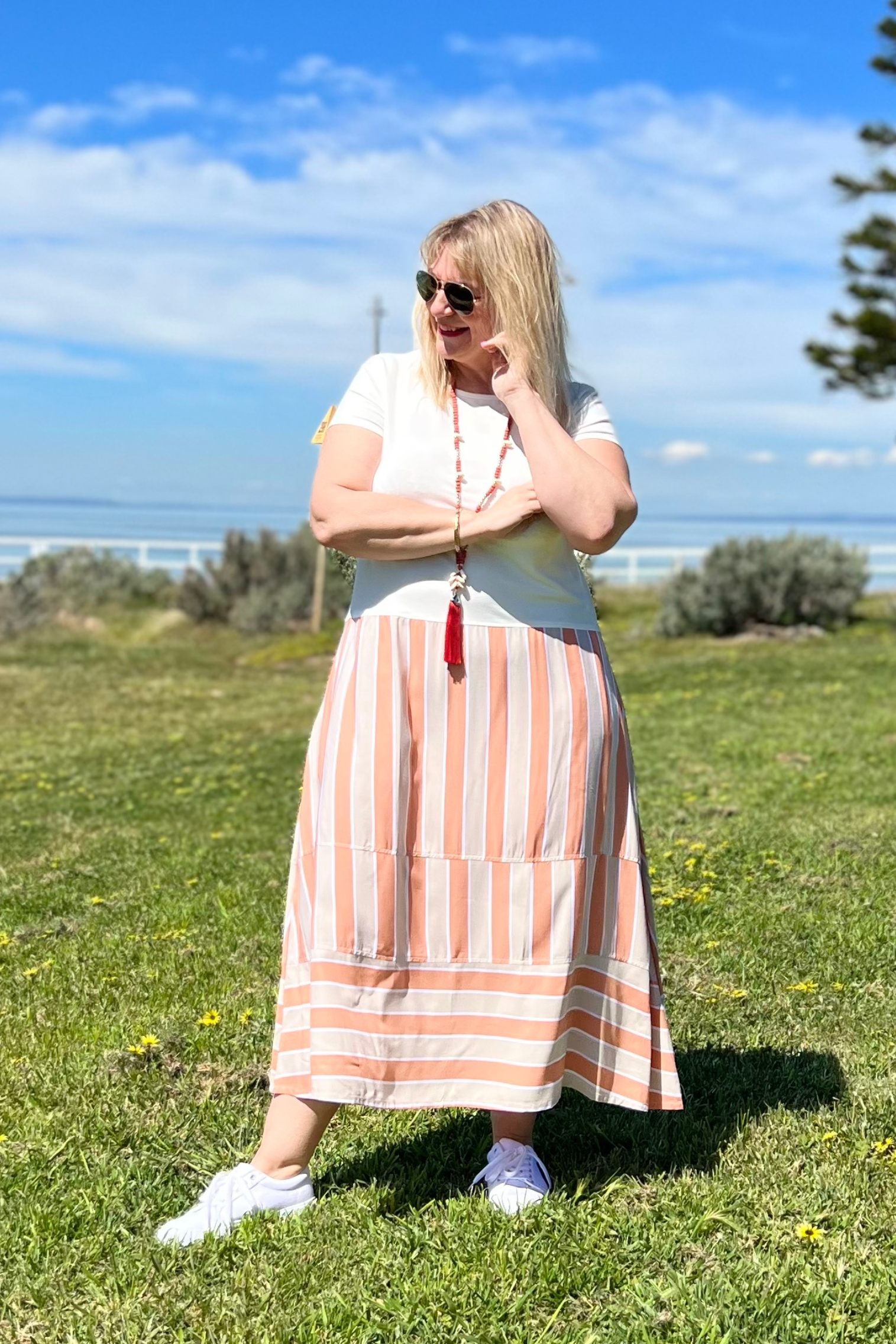 Dress Bianca - Coral Stripe